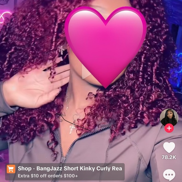 Short Kinky Curly Wig - Burgundy